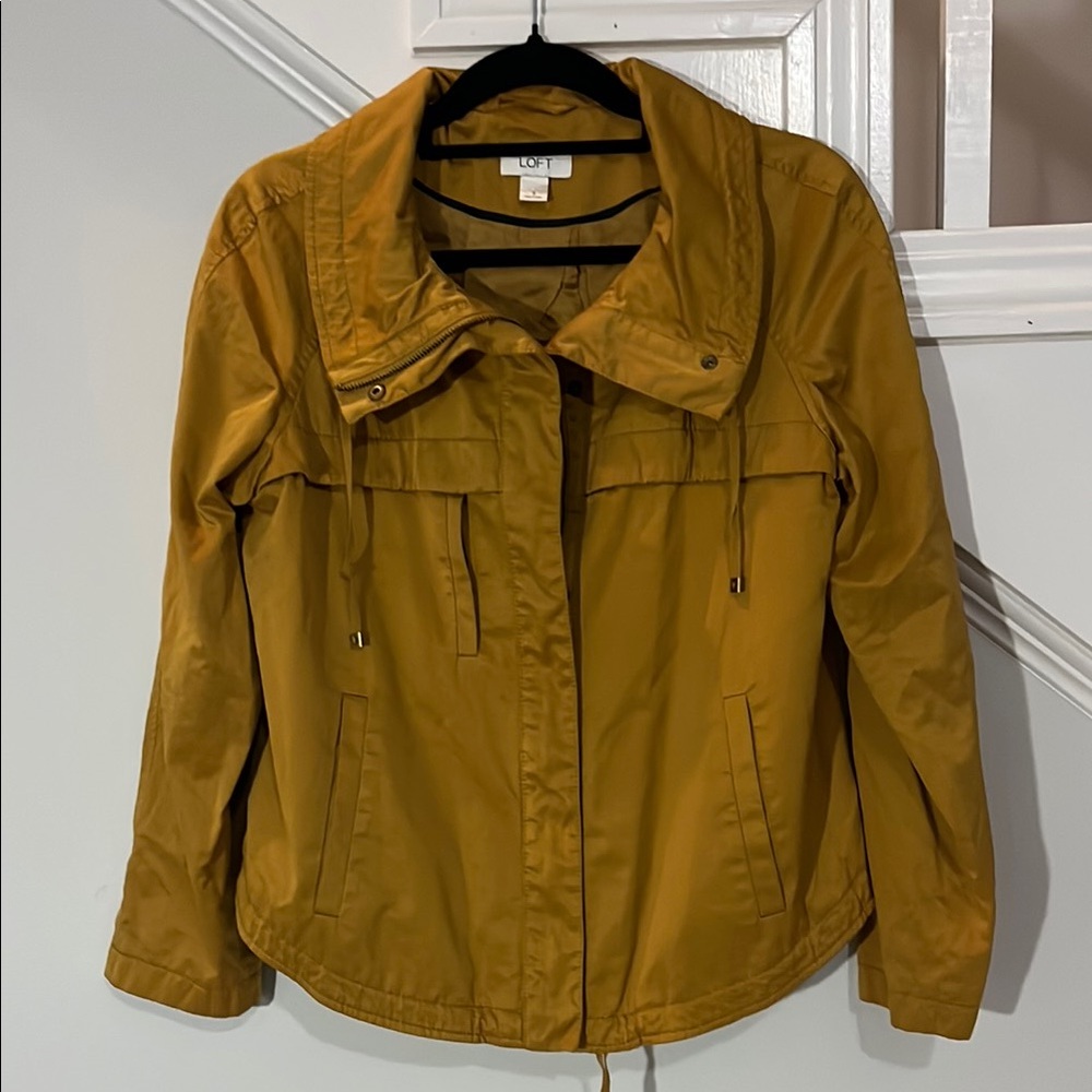 LOFT Mustard Yellow Utility Jacket‎ with Collared Neckline